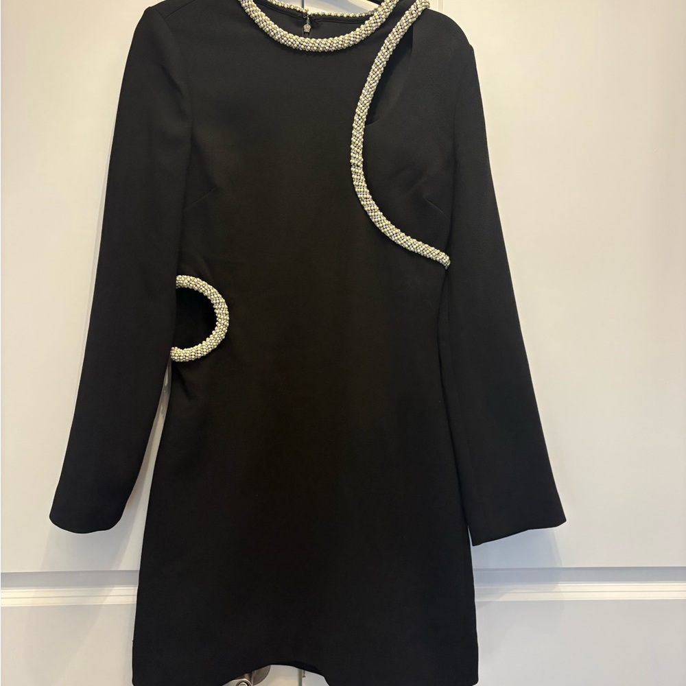 Jonathan Simkhai Black Long Sleeve Dress with Silver Accents